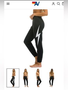 Aviator Nation charcoal grey Lightning Bolt sweat Pants